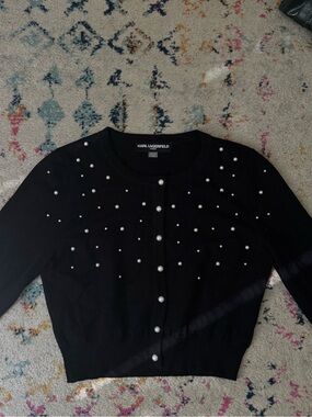 Karl Lagerfeld Black Button Up Sweater
